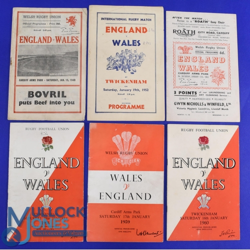 22 - Wales and England Rugby Programmes 1949-1960 (6): The issues from Cardiff or Twickers for 1949, 1952... 