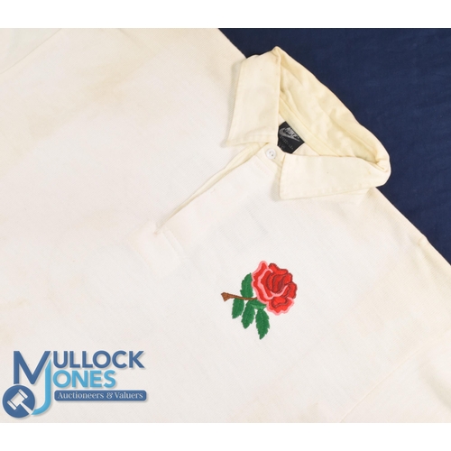 286 - 1988 Jeff Probyn Matchworn English Rugby Jersey: Classic unadorned large Nike No. 3 England white je... 