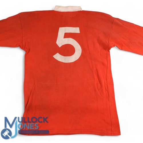 287 - 1984 Robert Norster Matchworn Welsh Rugby Jersey: Extra-large Umbro No. 5 scarlet Welsh jersey worn ... 
