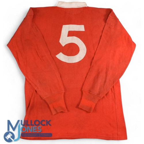 287 - 1984 Robert Norster Matchworn Welsh Rugby Jersey: Extra-large Umbro No. 5 scarlet Welsh jersey worn ... 