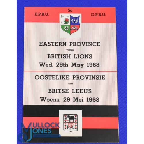 34 - 1968 British and I Lions v Eastern Province Rugby Programme: At Port Elizabeth 29/5/68 8pp, compact ... 