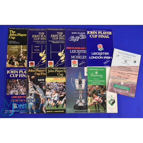 5 - 1976-81/1987-91 JPS etc RFU KO Final Rugby Programmes (11): In two chunks of consecutive issues, the... 