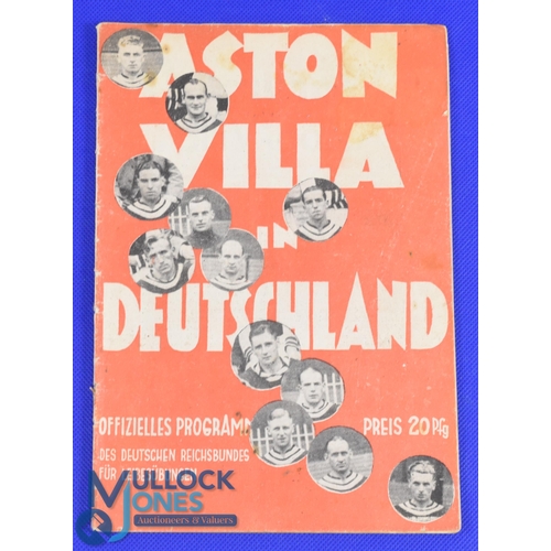 901 - Pre-War in Berlin: Scarce issue Germany Select XI v Aston Villa tour match programme 15 May 1938 at ... 