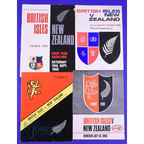 108 - 1966 British and I Lions all 4 Tests v NZ Rugby Programmes (4): The test quartet from the Lions seri... 