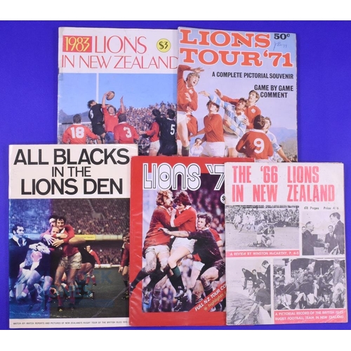 109 - British and I Lions and All Blacks Rugby Tour Review Booklets (5): Pictorial and reportage: these po... 