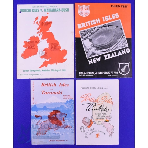 42 - 1959 British and I Lions Rugby Programmes (4): v NZ 3rd test, and v Taranaki, Waikato and Wairarapa-... 