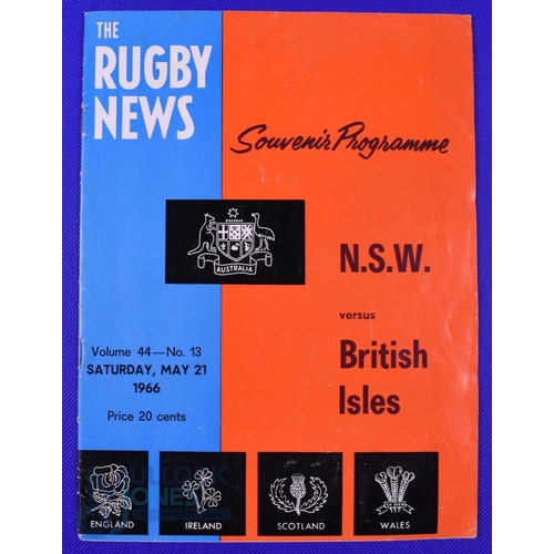 48 - 1966 British and I Lions in Australia Rugby Programme: v NSW at Sydney, May 21st 1966, lovely 20pp R... 