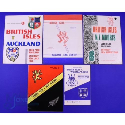 51 - 1966 British and I Lions in NZ Rugby Programmes (5): v NZ 2nd test, Auckland, Wairarapa-Bush, Wangan... 