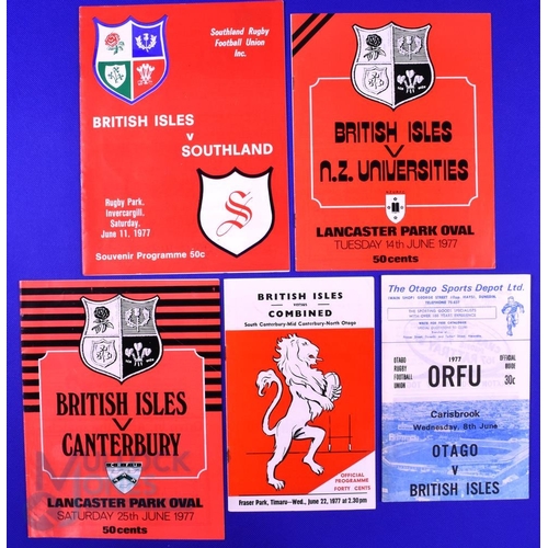 58 - 1977 British and I Lions Rugby Programmes (5): v Otago, Southland (JBG Thomas' copy, a few notes, pl... 