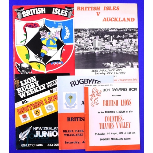 60 - 1977 British and I Lions Rugby Programmes (5): v NZ Juniors, Auckland, Counties-Thames Valley, N Auc... 