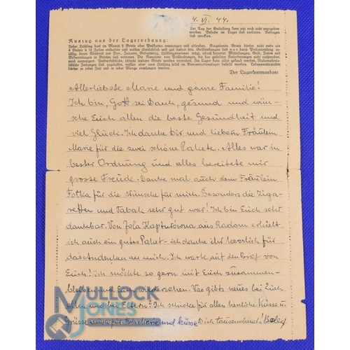 1095 - WWII - Sachsenhausen Concentration Camp Letter - date 4th June 1944 handwritten, with official stamp... 