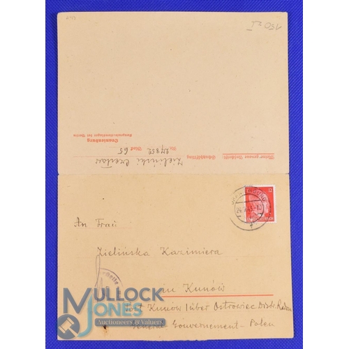 1096 - WWII - Sachsenhausen Concentration Camp Letter - date 18th July 1943 handwritten, 'A big thank you t... 