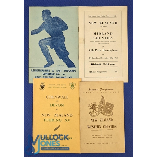 160 - 1953-4 English Teams v New Zealand Rugby Programmes (4): v Western Counties (Bristol), Cornwall & De... 