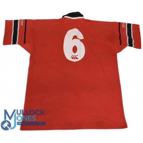 215 - Munster Rugby Jersey: Early 2000s Bank of Ireland-sponsored red provincial jersey with traditional M... 