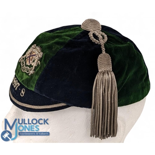 229 - Plymouth Albion 1897-8 Rugby Honours Cap: Wonderful early survivor, bottle-green and black contrasti... 