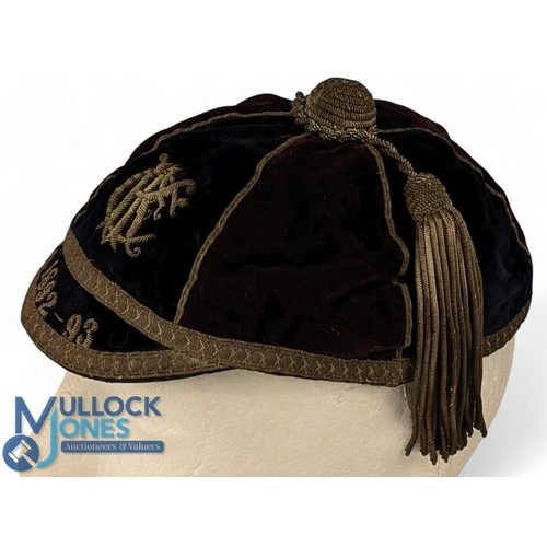 239 - 1892-3/1899-1900 Kensington FC Rugby Honours Cap and Fixture Card (2): Lovely early pair, cap maroon... 