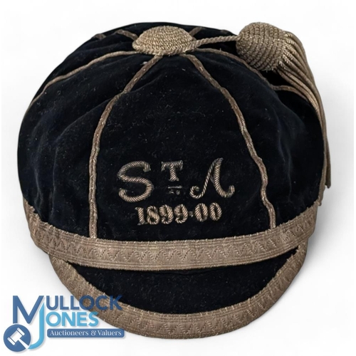 242 - Possibly Continental-Based Rugby Honours Caps (2): One an attractive blue and cream 6 panelled examp... 