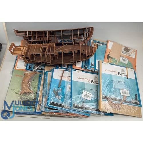 478 - Del Prado Building the Bounty Wooden Model Ship Part Built Kits, with booklets, spare wood accessori... 