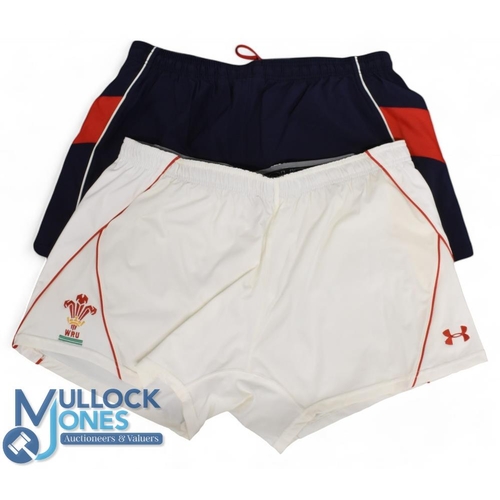 63 - 2000s Trio of Different Wales Rugby Shorts (3): Mint threesome of very large hooker's and others' sh... 