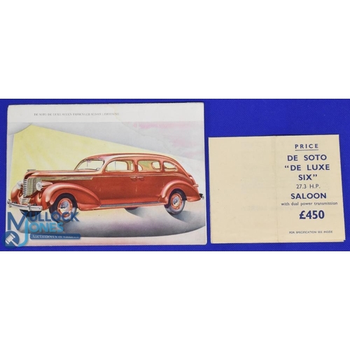 935 - Automotive - 'DE SOTO' 1946 Sales Catalogue - 4 fold brochure illustrating and detailing their car m... 