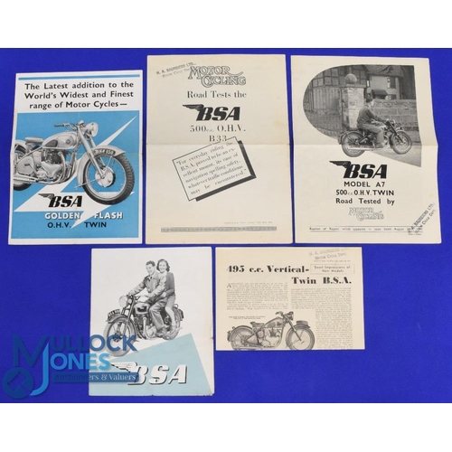 936 - Automobile - BSA Motor Cycles 1949 Sales Catalogue - fold out sales catalogue illustrating nine of t... 