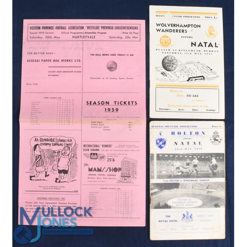 1088 - 1957 Natal v Wolves tour match 11 May 1957 in Durban (score penned in, slight mark), 1959 Natal v Bo... 