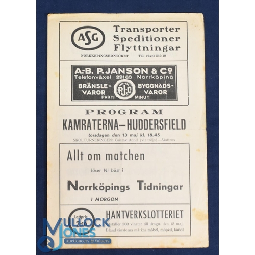 1097 - 1953/54 Kamraterna Norrkoping v Huddersfield Town tour match programme 13 May, 4 pager, slight creas... 