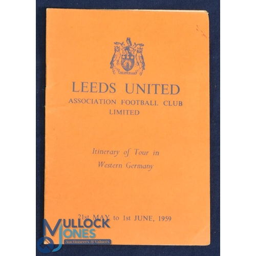 1129 - 1958/59 Leeds Utd Itinerary of Tour in West Germany 21st May to 1st June 1959 plus players listed in... 