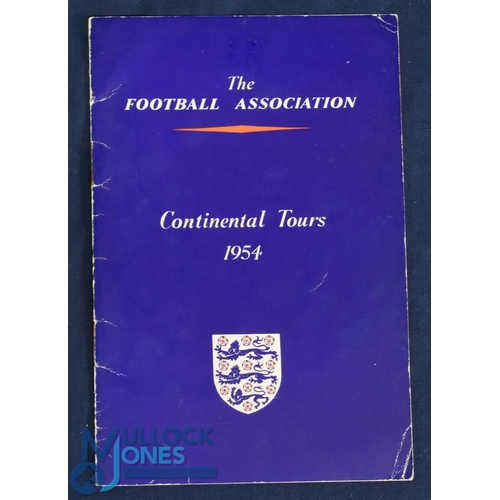 1140 - 1954 The FA Itinerary Continental Tours to Europe with arrangements for travel and accommodation cov... 