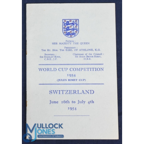 1142 - 1954 World Cup in Switzerland England team itinerary consisting of 14 pages with players listed: Gil... 