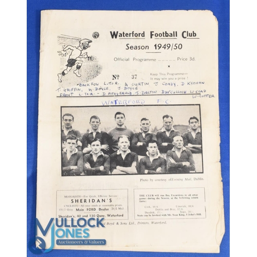 1146 - 1949/50 Waterford v Transport FA of I Cup (team names written front, edge tears)' overall poor/fine.... 