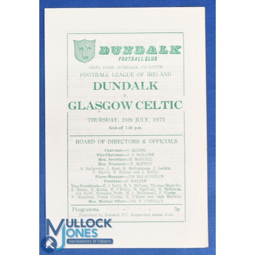 1150 - 1975/76 Dundalk v Glasgow Celtic friendly match programme, 4 page, 24 July 1975; good. (1)