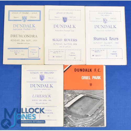 1154 - Selection of Dundalk home match programmes 1955/56 Drumcondra (Shield), 1957/58 Sligo Rovers, 1960/6... 