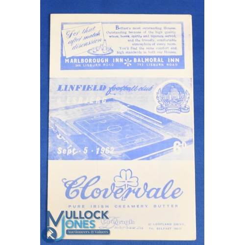 1166 - 1962/63 Linfield v Esbjerg European Cup match programme 5 September 1962; fair/good. (1)