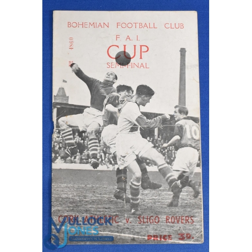 1177 - FA of Ireland Cup s/f 1952 Sligo Rovers v Cork Athletic at Bohemians 30 March 1952; staple removed, ... 