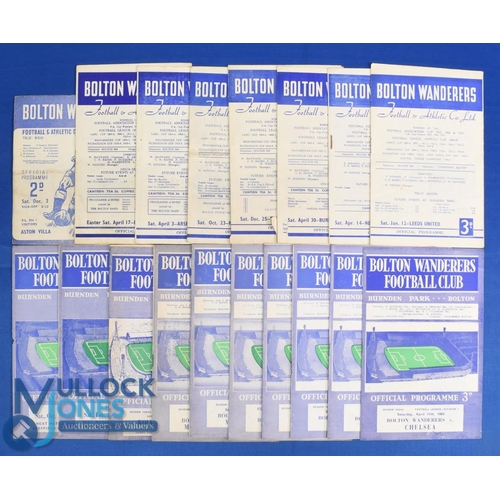 1196 - Selection of Bolton Wanderers home programmes 1949/50 Aston Villa, 1953/54 Blackpool, Arsenal, 1954/... 