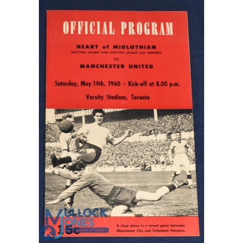 1213 - 1960 American/Canadian Tour Heart of Midlothian v Manchester Utd match programme 14 May 1960 at the ... 