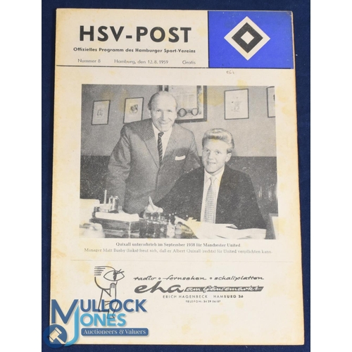 1217 - 1959 German Tour: Hamburger SV v Manchester Utd challenge match programme 12 August 1959 HSV-POST is... 