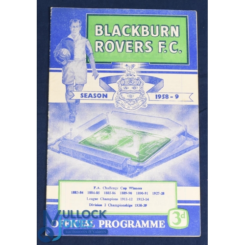 1226 - Postponed 1958/59 Blackburn Rovers v Manchester Utd Div. 1 match programme 17 January 1959 and cance... 