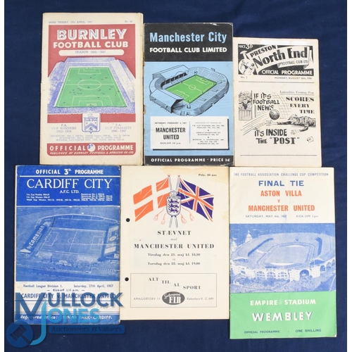 1229 - 1956/57 Manchester Utd away match programmes v Preston NE, Manchester City, Burnley, Cardiff City, S... 