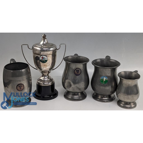 1232 - 1966-1972 Shropshire Senior Cup Trophies Awards - a selection of pewter tankards and a cup all award... 