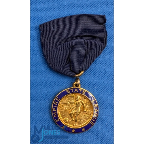 1242 - 1925-26 Empire State Football League Vice President Metal, a base metal medal with enamelling to fro... 