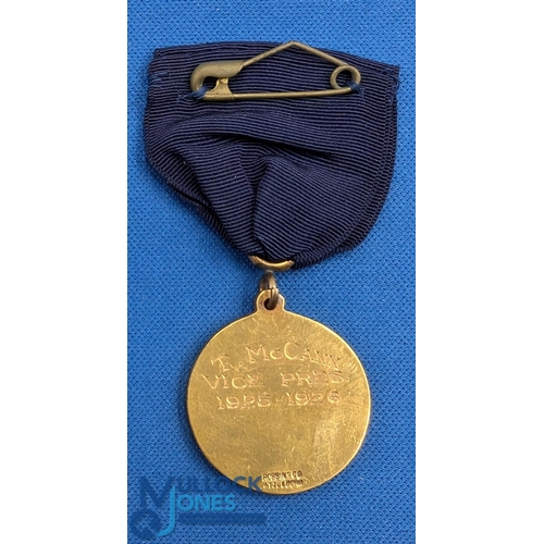 1242 - 1925-26 Empire State Football League Vice President Metal, a base metal medal with enamelling to fro... 