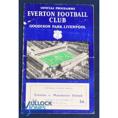 1252 - 1957/58 Everton v Manchester Utd Div. 1 match programme Wednesday 4 September 1957 at Goodison Park;... 