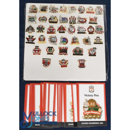 1269 - 38x Liverpool Football Danbury Mint Victory Metal Enamel Pin Badges, with 38 victory cards