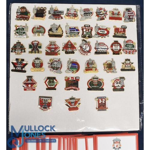 1269 - 38x Liverpool Football Danbury Mint Victory Metal Enamel Pin Badges, with 38 victory cards