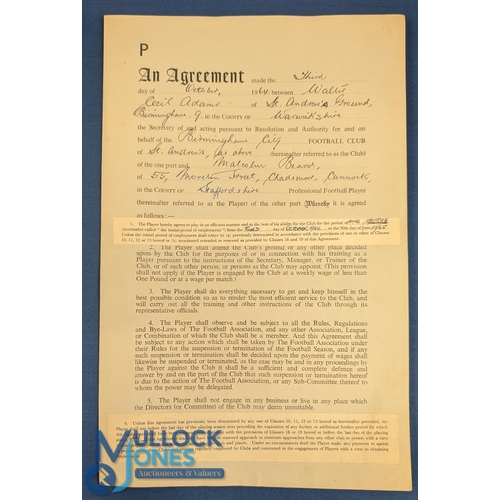 1330 - 1964/65 Malcolm Beard Player Contract signed for Birmingham City, printed and completed by hand, sig... 