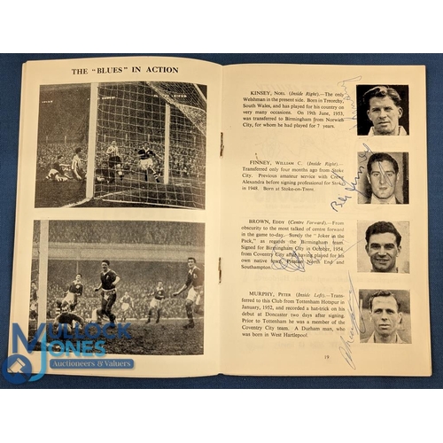 1333 - Birmingham City Football Items (5) features a 1956 Players Autographed Souvenir Handbook signed by p... 