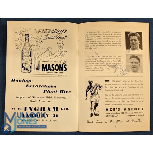 1333 - Birmingham City Football Items (5) features a 1956 Players Autographed Souvenir Handbook signed by p... 