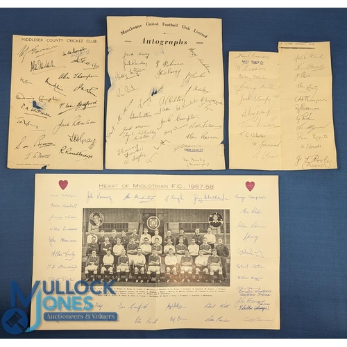 1338 - Selection of Facsimile Autograph features Hearts FC 1957/58, c1949 Derby County, Manchester United a... 